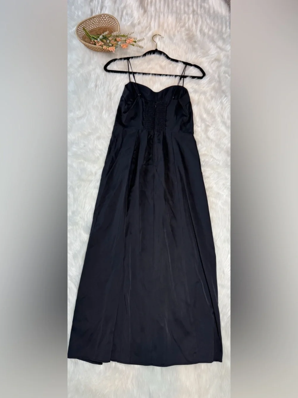 Abercrombie & Fitch Black Satin Maxi Dress Small Slit Evening Classic Minimalist